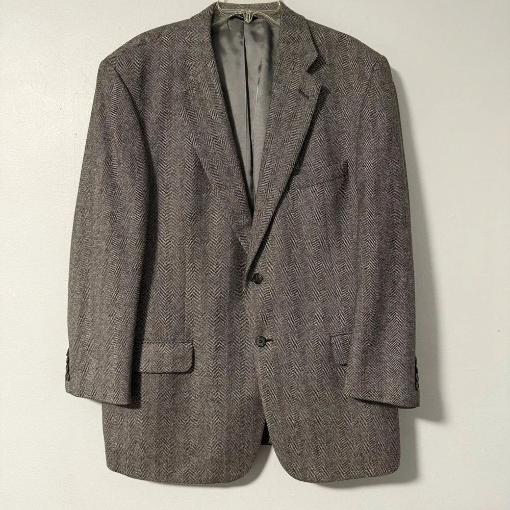 Rutledge's Men's‎ 100% Cashmere Herringbone Blazer Jacket Size 44 Regular